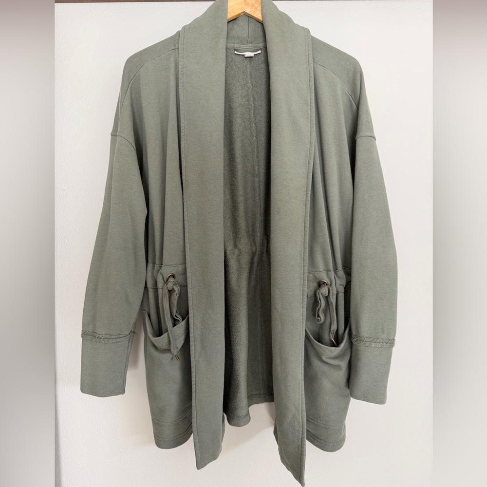 Olive Green Open Front Cardigan Jacket L